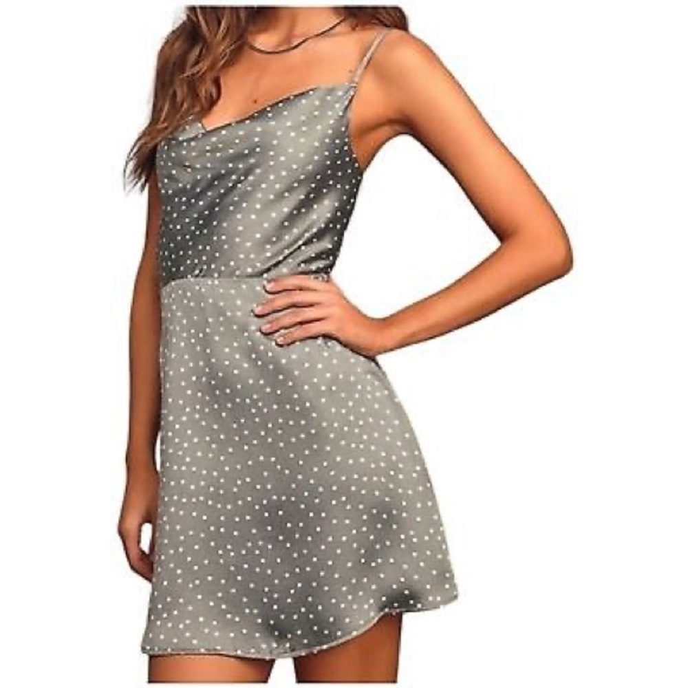 Silky Polka Dot Mini Dress